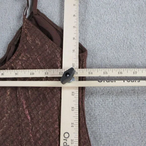 SKIMS Cami Dress Womens XL Bronze Foil Mesh Slip Cami Logo Allover Print NWT - Picture 4 of 7